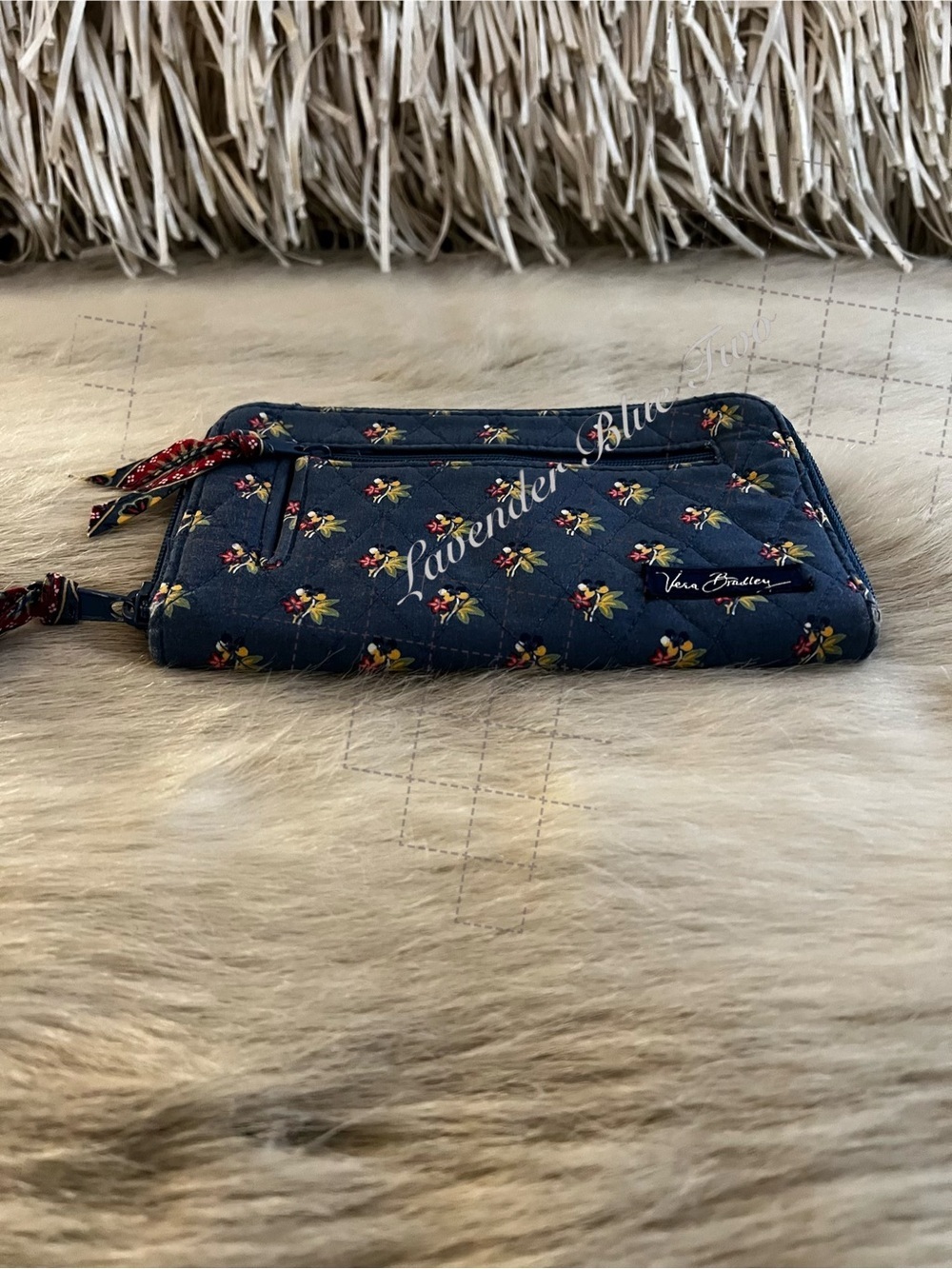 Vintage VERA BRADLEY Emily 2004 Zip Around Wallet Long Red Blue Floral Quilt USA - Picture 9 of 11